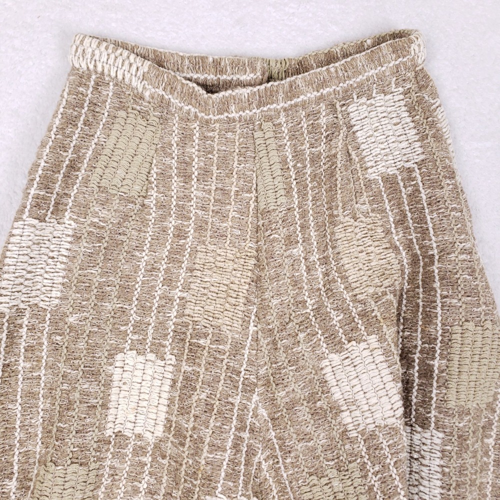 Vintage 70s Handmade Midi Skirt Womens XS S Beige Geometric Boho A Line - Picture 2 of 7
